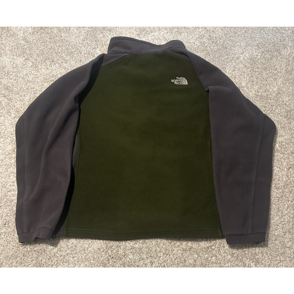 North Face Men’s Large Green Black Full Zip Fleece Jacket - Picture 6 of 7